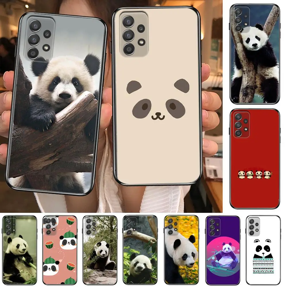 

Super Cute Panda Phone Case Hull For Samsung Galaxy A70 A50 A51 A71 A52 A40 A30 A31 A90 A20E 5G a20s Black Shell Art Cell Cove