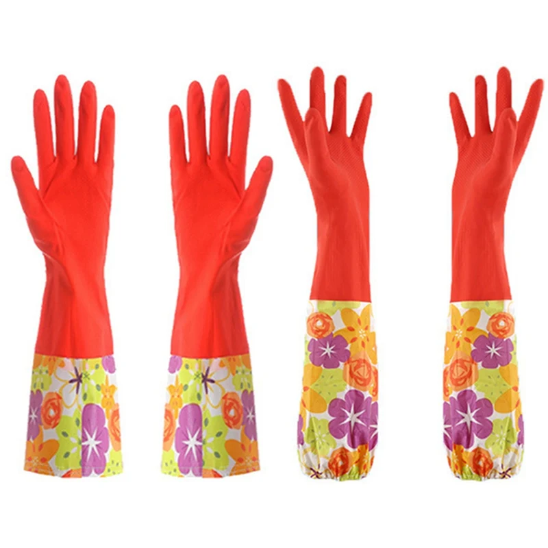 Многофункциональные водонепроницаемые резиновые плюшевые перчатки для мытья