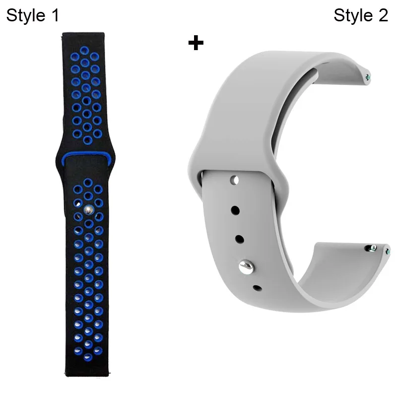 Black Blue-Grey Ремешок для Xiaomi Amazfit Pace Stratos GTR 47 мм для huawei GT 2 46 мм Honor Magic Dream ремешок для samsung gear S3 Galaxy 46 мм - Цвет: Black Blue-Grey