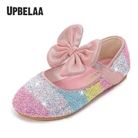 children shoes baby girls princess shoes glitter leather rainbow bow sequins wedding party shoes for kids infant spring autumn