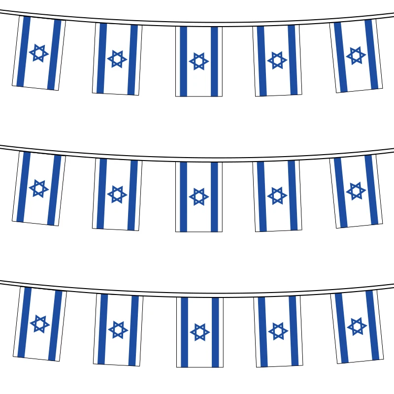Aerlxemrbrae  20pcs/lot  israel bunting flags 14x21cm  Pennant Israel String Banner Buntings Festival Party Holiday