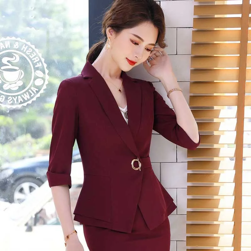 

Jackets Plus size Women's Blazers coats 2021 Summer Cotton Blend Half Sleeve Small Suits jacket Ladies Skinny Formal Blazer Suit