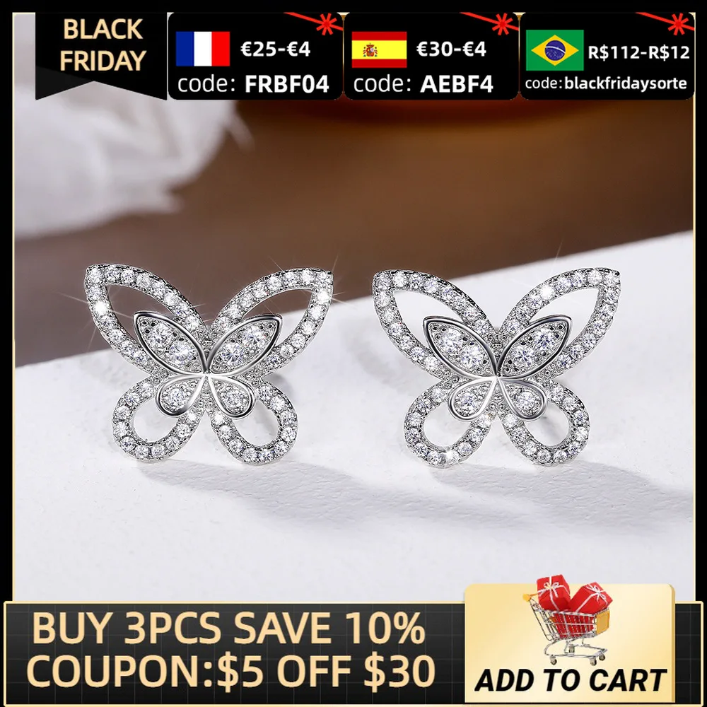 

2021 New Trendy Butterfly Rose Gold Silver Color Earings for Women Party Gift Jewelry Wholesale E6603