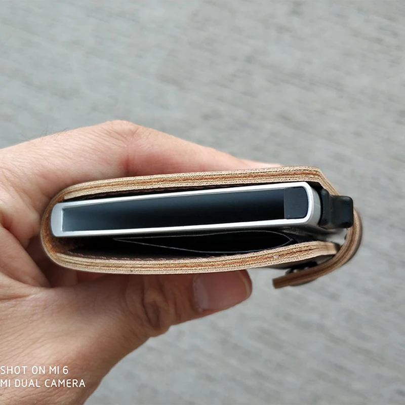 Винтажный Мужской держатель для кредитных карт с RFID застежкой алюминиевая
