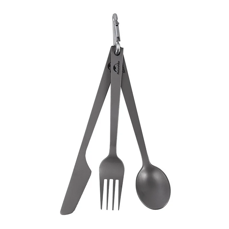 

Lightweight Titanium Cutlery Knife Fork Spoon Ultralight Portable High Strength Three in One Cutlery NH19T012-D Naturehik