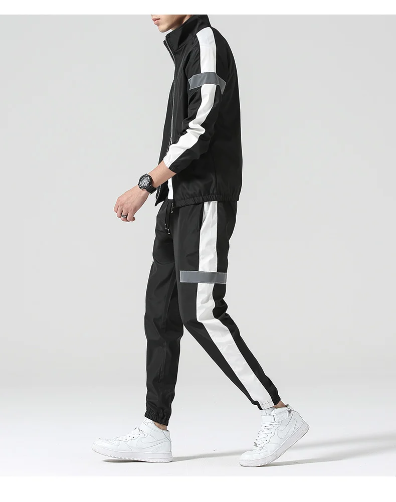 

Men Sportswear Set Spring Autumn Hoodies Set Mens Tracksuit Patchwork Hip Hop Sweatshirt+pants Male Casual Two Pieces Track Suit
