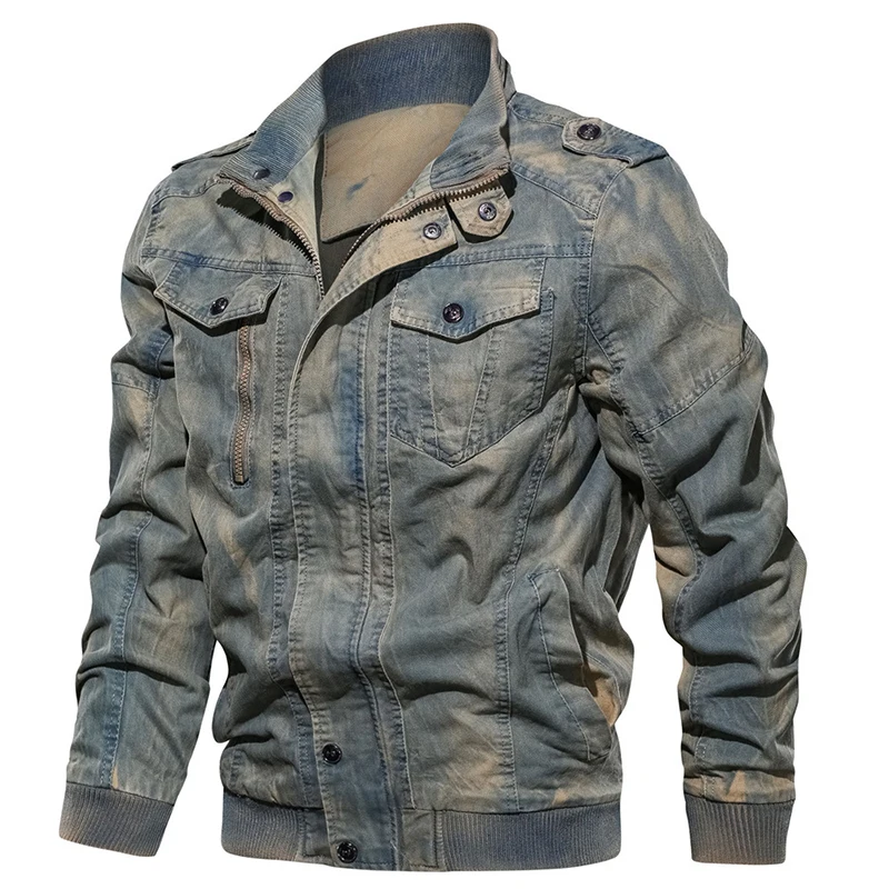 Men's Vintage Military Denim Jacket Spring Autumn Bomber Jackets Male Slim Fit Jeans Coats Jaqueta Masculina Plus Size 5XL 6XL |