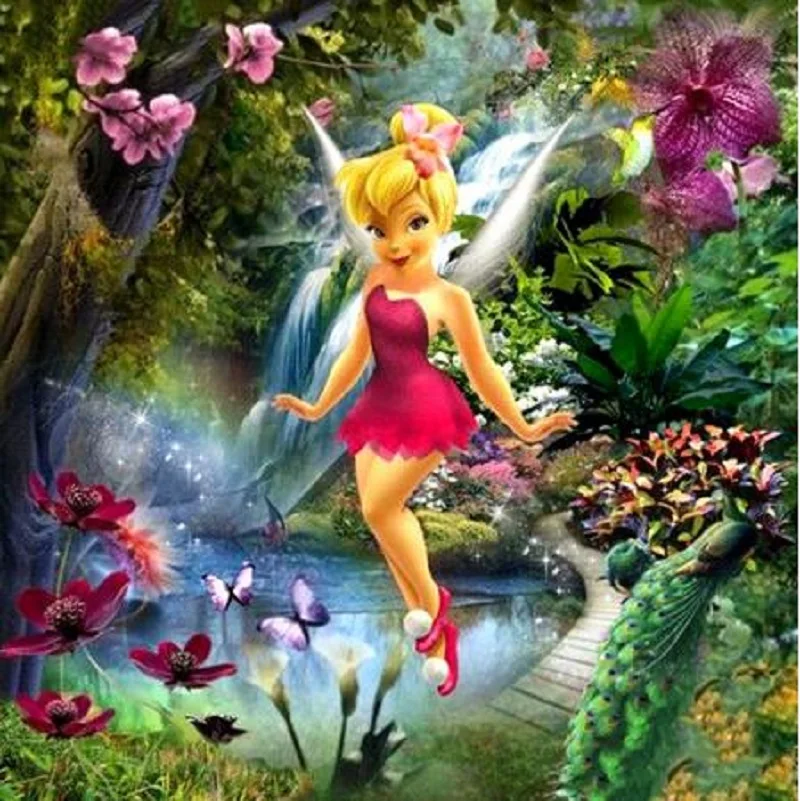 

Новый стиль 5D DIY Алмазная картина полностью квадратная и круглая дрель "Бабочка Фея" 3D вышивка крестиком подарок домашний декор