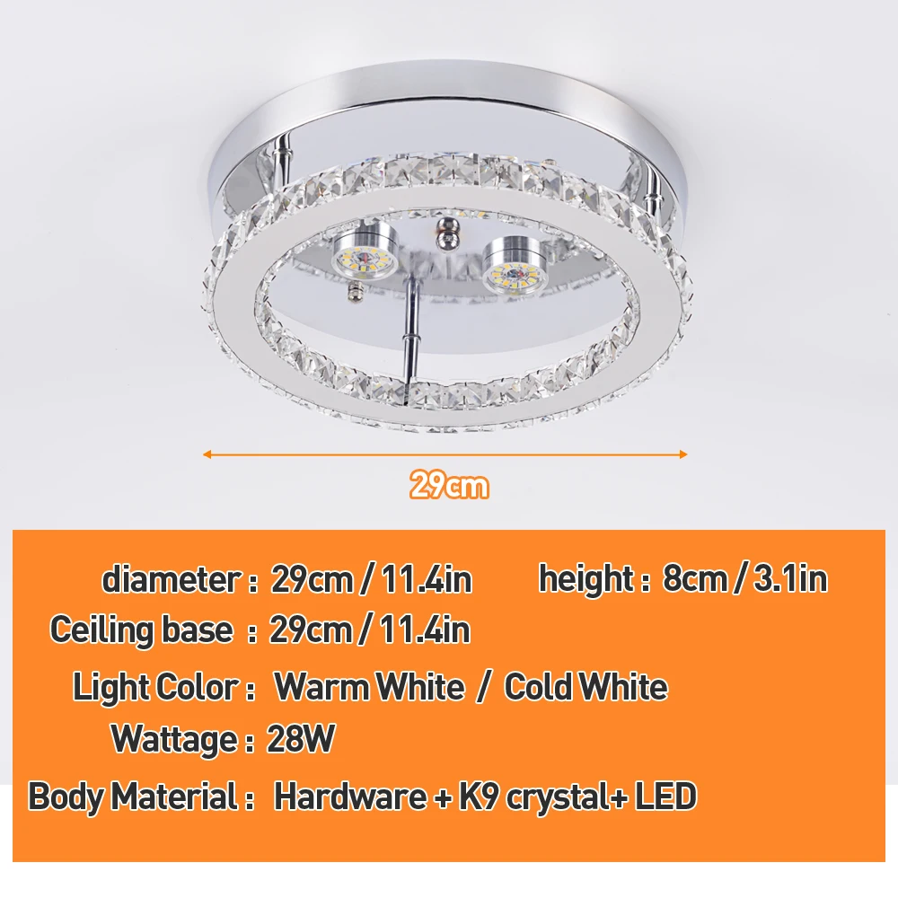 Lámpara de techo con anillos de espejo de iluminación LED, Araña de cristal moderna, luminaria para sala de estar, cocina, decoración del hogar, accesorio de luz
