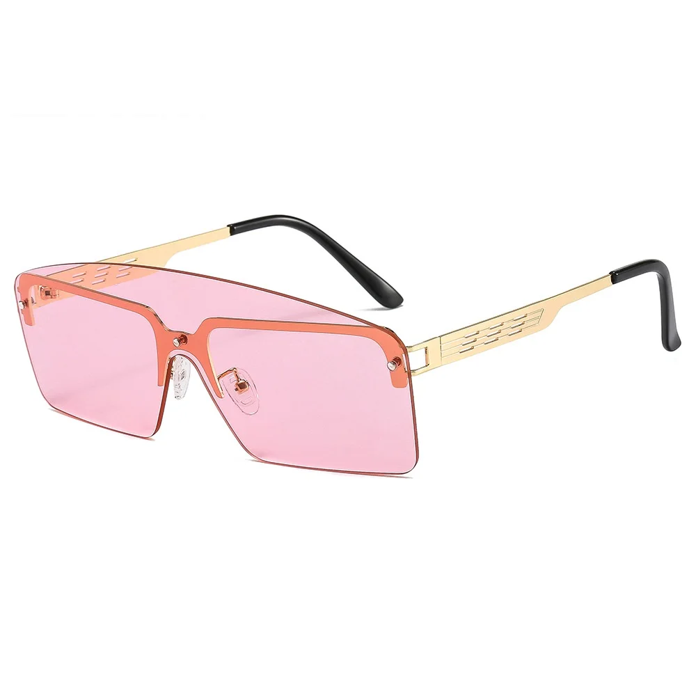 

Shield Rimless Sunglasses Square Women Men Oversize Retro Eyewear UV400 Big Shades Oculos Gafas De Sol Female