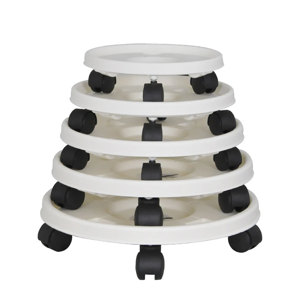 

Flower Pot Tray Plant Caddy Movable Garden Planter Pan Round Planter Mover Dolly on Wheels White Plant Basket Stand Use