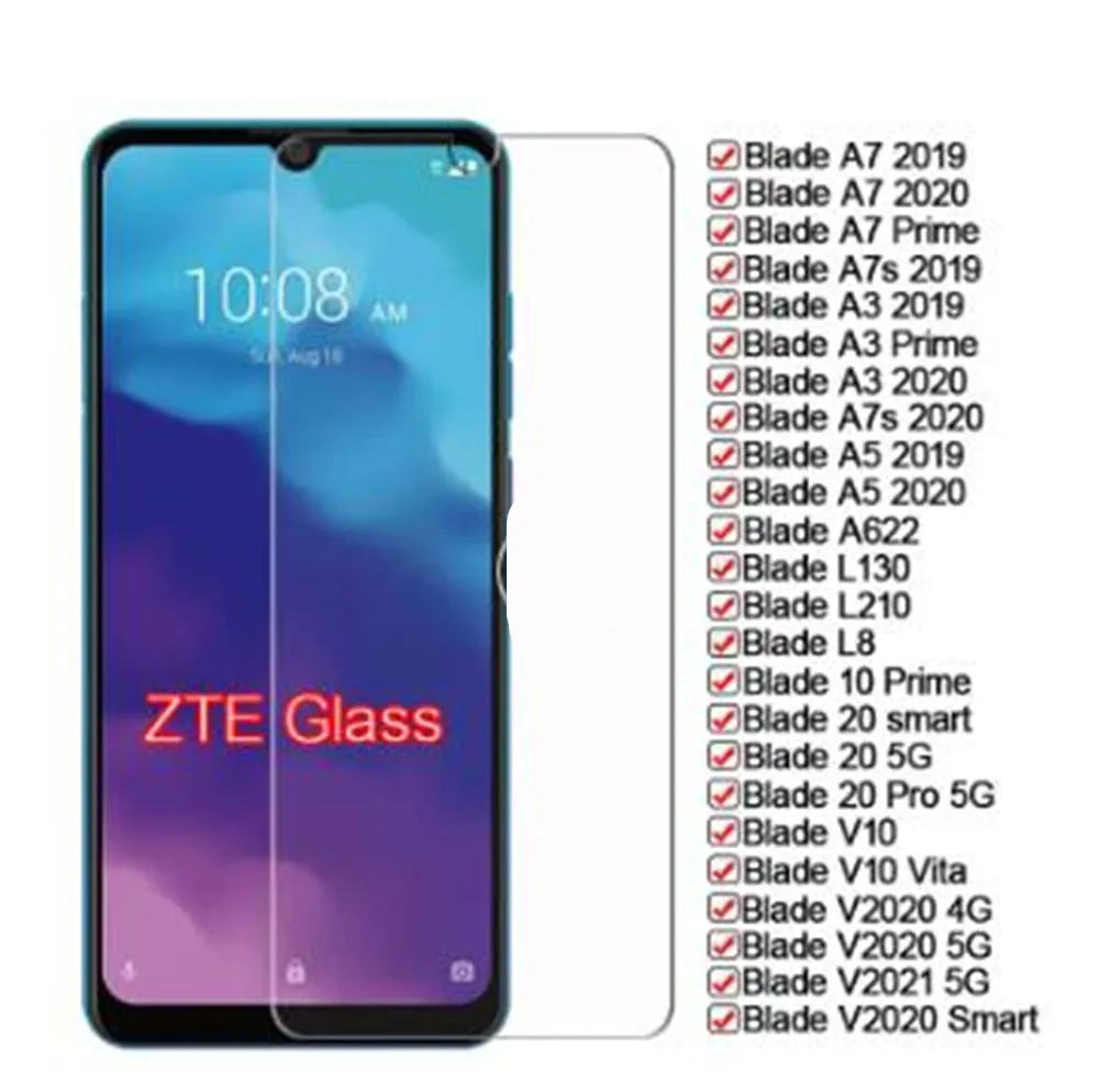 Стекло для ZTE Blade V2020 V2021 V10 10 20 L8 L210 Pro Smart Prime Vita A7s A7 A622 A5 A3 2020 2019 защитная