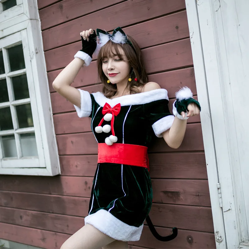 

Japan Hot Style Christmas Dress Cute Sexy Cat Stage Performance Adult Girls Skirt
