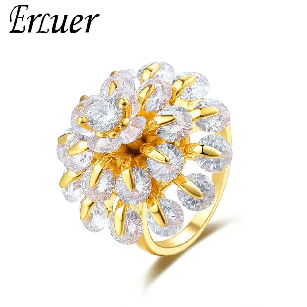 ERLUER великолепный дизайн Женское кольцо искусственное циркониевое свадебное