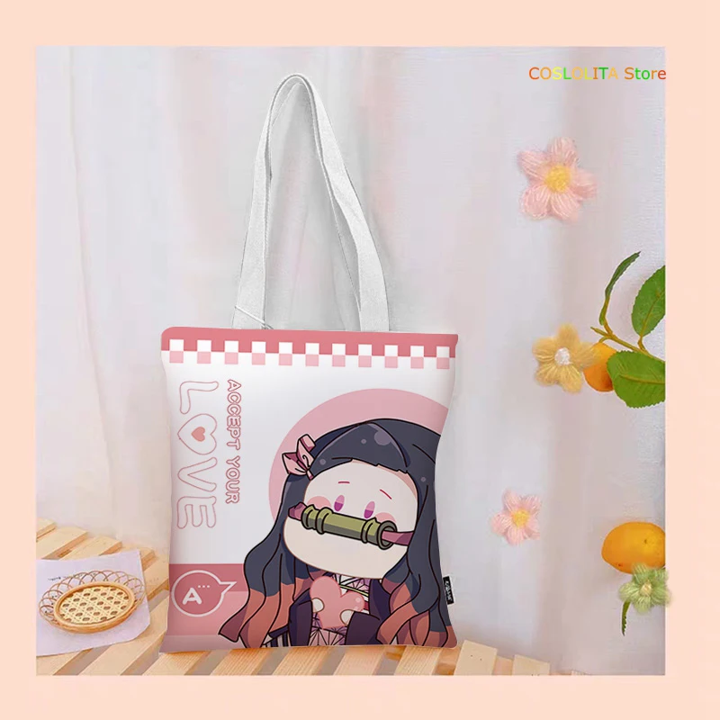 

Anime Demon Slayer Kimetsu no Yaiba Kamado Tanjirou Canvas bag Men Women Student Travel Shoulder Bag Cute Casual Bag Cosplay