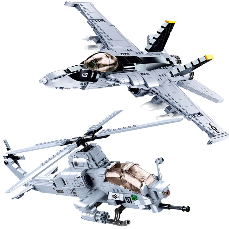 

Новые военные серии строительные блоки F/A-18 Strike Fighter AH-1Z Viper aircraft DIY Модель кирпича игрушки детские рождественские подарки