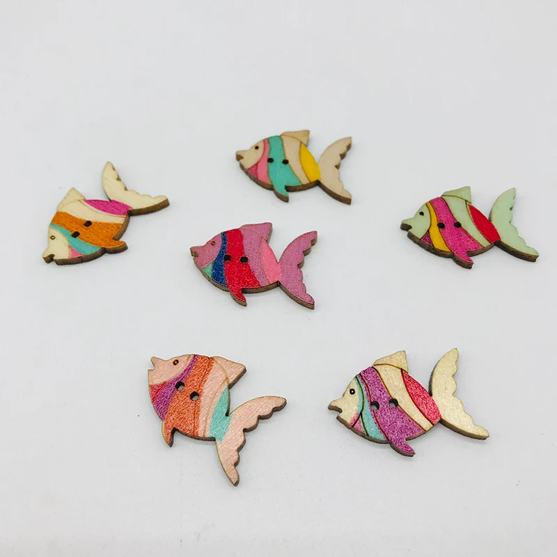 Смешанные животные рыбы деревянные пуговицы для Одежда ручной работы шитье