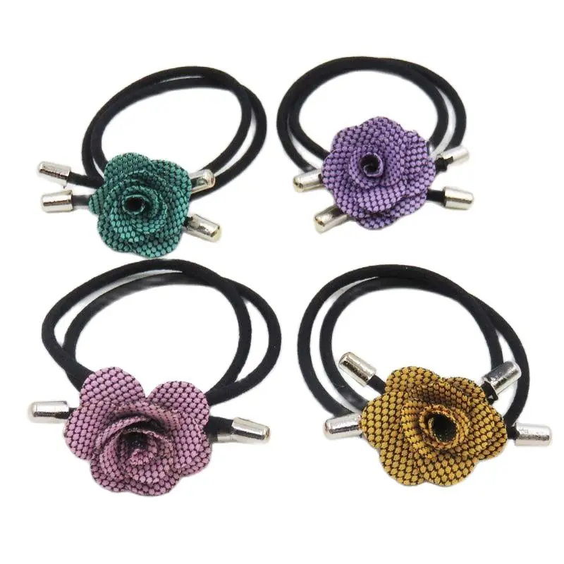 

10 шт./лот эластичные резинки для волос с розами для девочек, богемная повязка с бантом, резинки, корейская мода, Детские аксессуары для волос ...