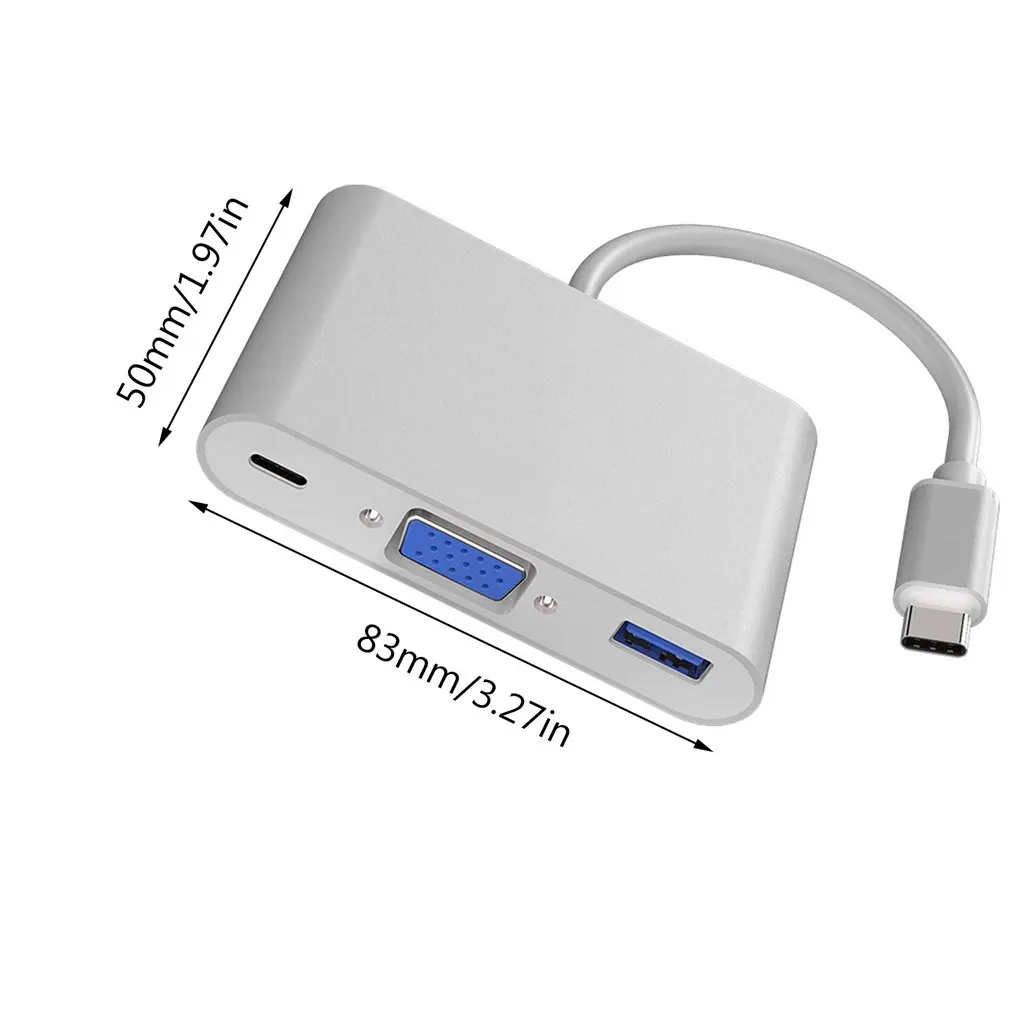 TypeC адаптер 3-в-1 Thunderbolt 3 концентратор USB Type C к HDMI VGA 5 мм разъем с Type-C доставка