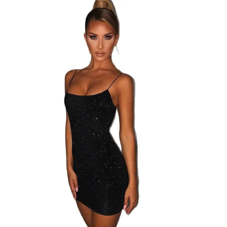 Двухслойное платье для рождественской вечеринки женское черное боди блестящее