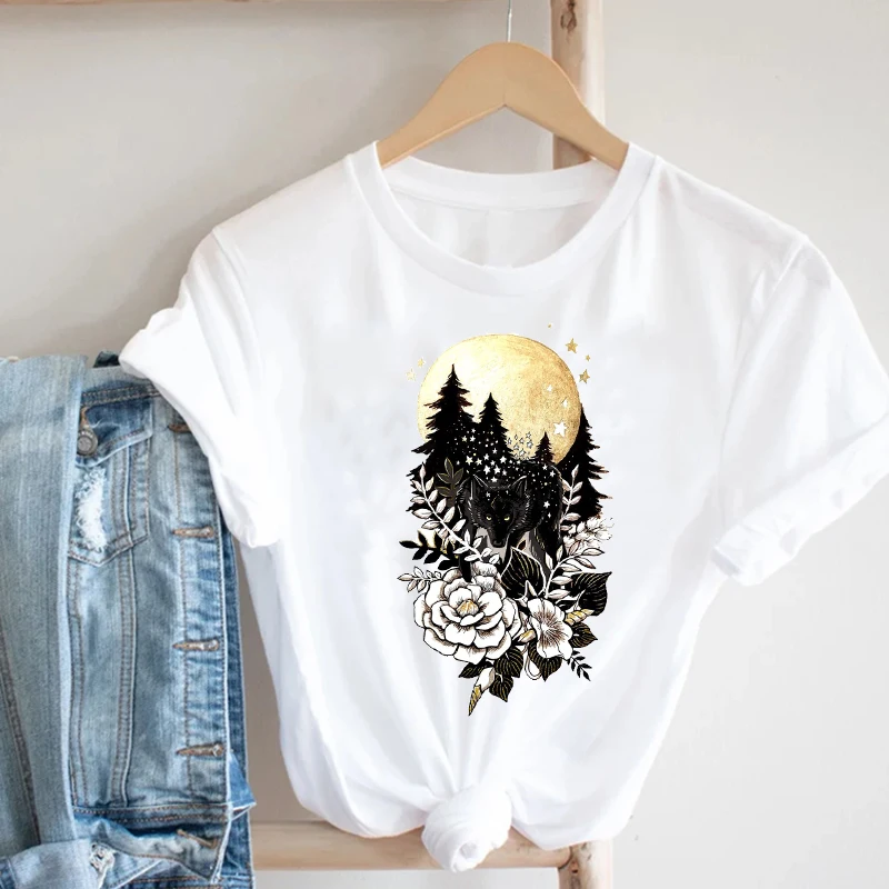 

Women Clothing Floral Flower Cartoon Animal Funny Cat Cute 90s Girl Fashion Clothes Print Tee Top Tshirt Female Graphic T-shirt