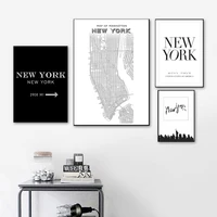 new york manhattan city map poster prints nordic minimalist canvas paintings wall art pictures for living room home decor
