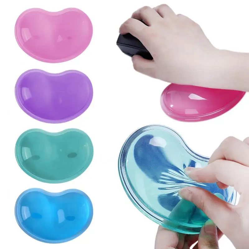 

Alfombrilla de silicona para ratón en forma de corazón, diseño de gelatina transparente ondulada, muñeca de confort, soporte de
