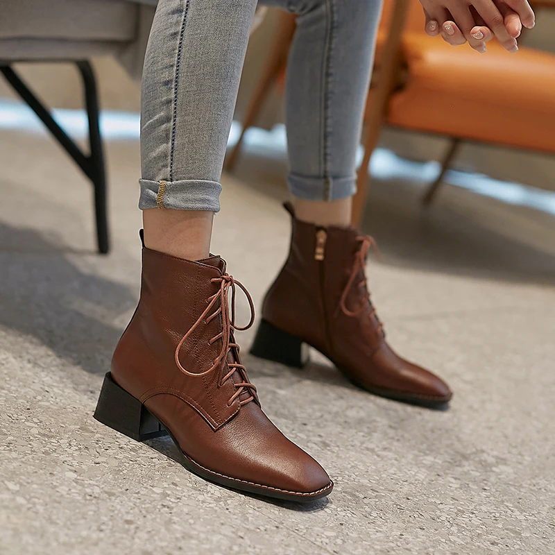 Роскошные ботинки на плоской платформе женская обувь сезон осень зима модные из