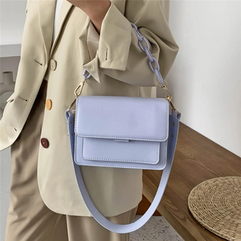 

Fashion Woman Shoulder Bag PU Leather Youth Ladies Small Square Bag Light Wild Simple Female Daily Messenger Bag Waterproof Blue