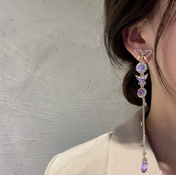 Новинка 2020 длинные висячие серьги золотого цвета с кристаллами для женщин