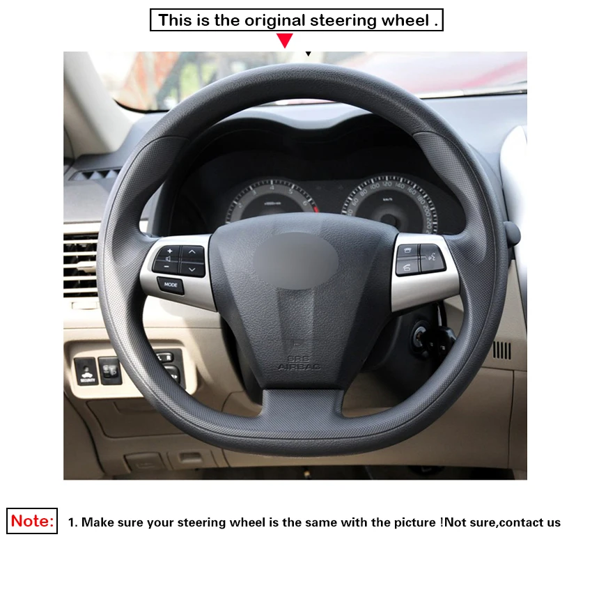 

LQTENLEO Black Genuine Leather DIY Hand-stitched Car Steering Wheel Cover For Toyota Corolla 2011 2012 2013 RAV4 2011 2012