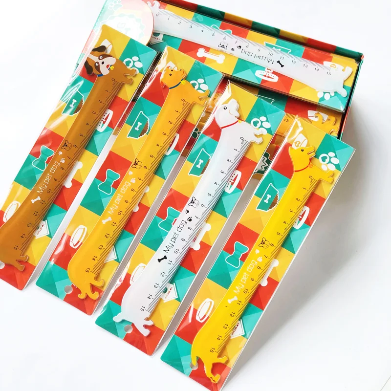 1PC Kawaii Puppy Dog 15CM Plastic Straight Ruler Measure Study Drawing School Stationery |