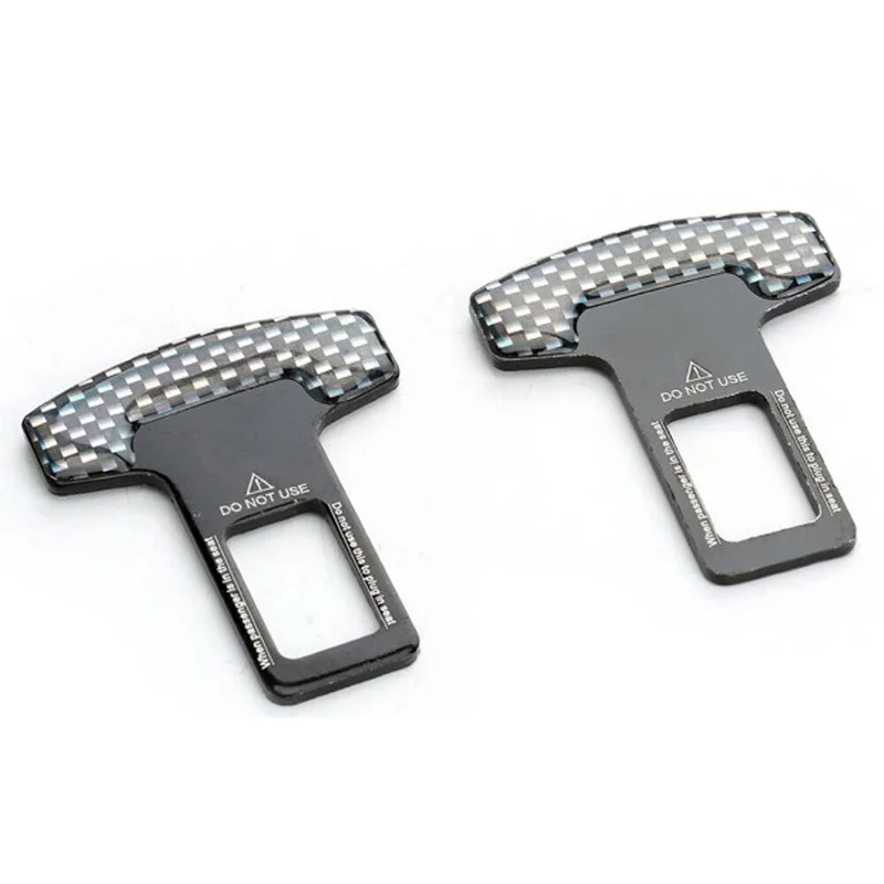 

2pcs Car Truck Carbon Fiber Seat Safety Belt 3D Three-dimensional Lattice Shape High TextureLock Buckle Clip Universal