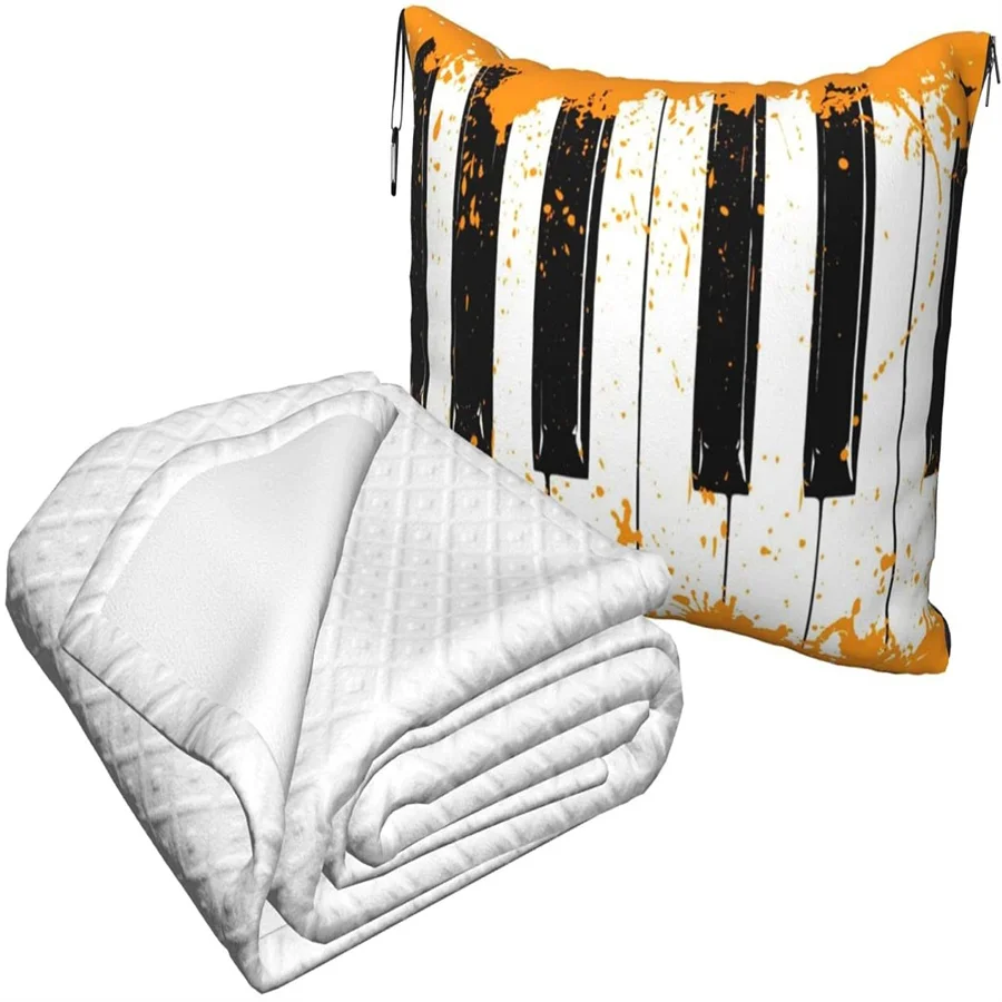 Preço Pintura Piano Preto E Branco Botão Viagem Travesseiro Cobertor 2-em-1 Mochila E Mochila Avião Compacto