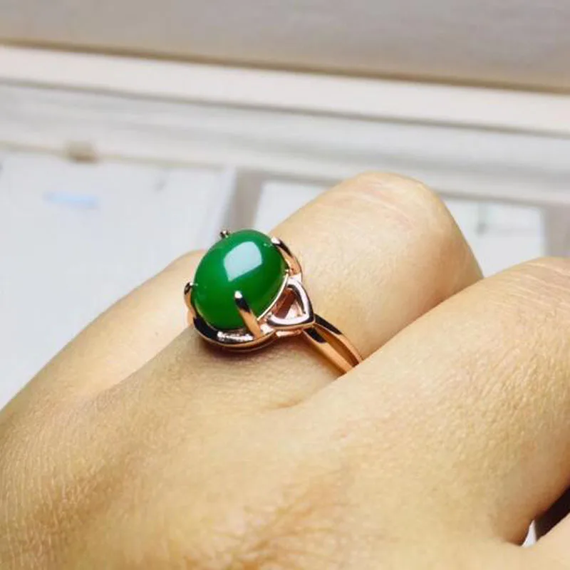 

Silver S925 Jade Rings Natural Jasper Gemstone for Women Party Wedding Jewelry