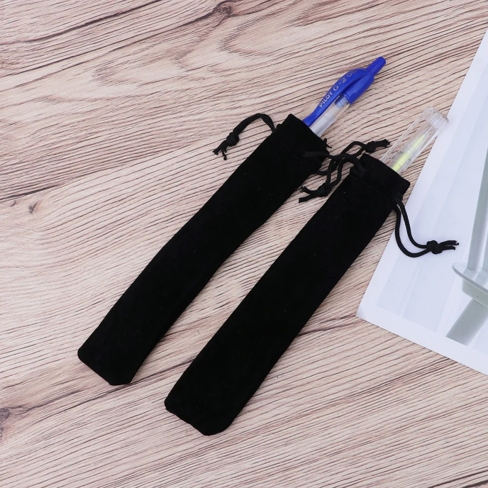 

50pcs Drawstring Pen Pouch Sleeve Holder Pen Case Gift Pencil Bag (Black)