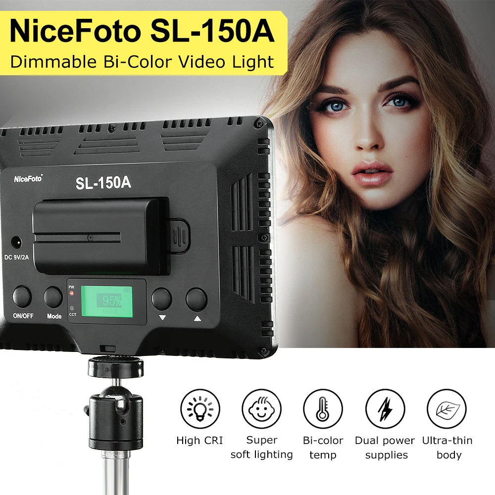 NiceFoto LCD дисплей 3200 K 6500 двухцветный видео свет Диммируемый мягкий CRI 96 + с NP F570