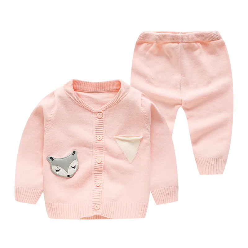 B580-Pink Осенний свитер для новорожденных в Корейском стиле; костюмы; Хлопковые вязаные комплекты для малышей; кардиган; хлопковая одежда для малышей; Z624 - Цвет: B580-Pink
