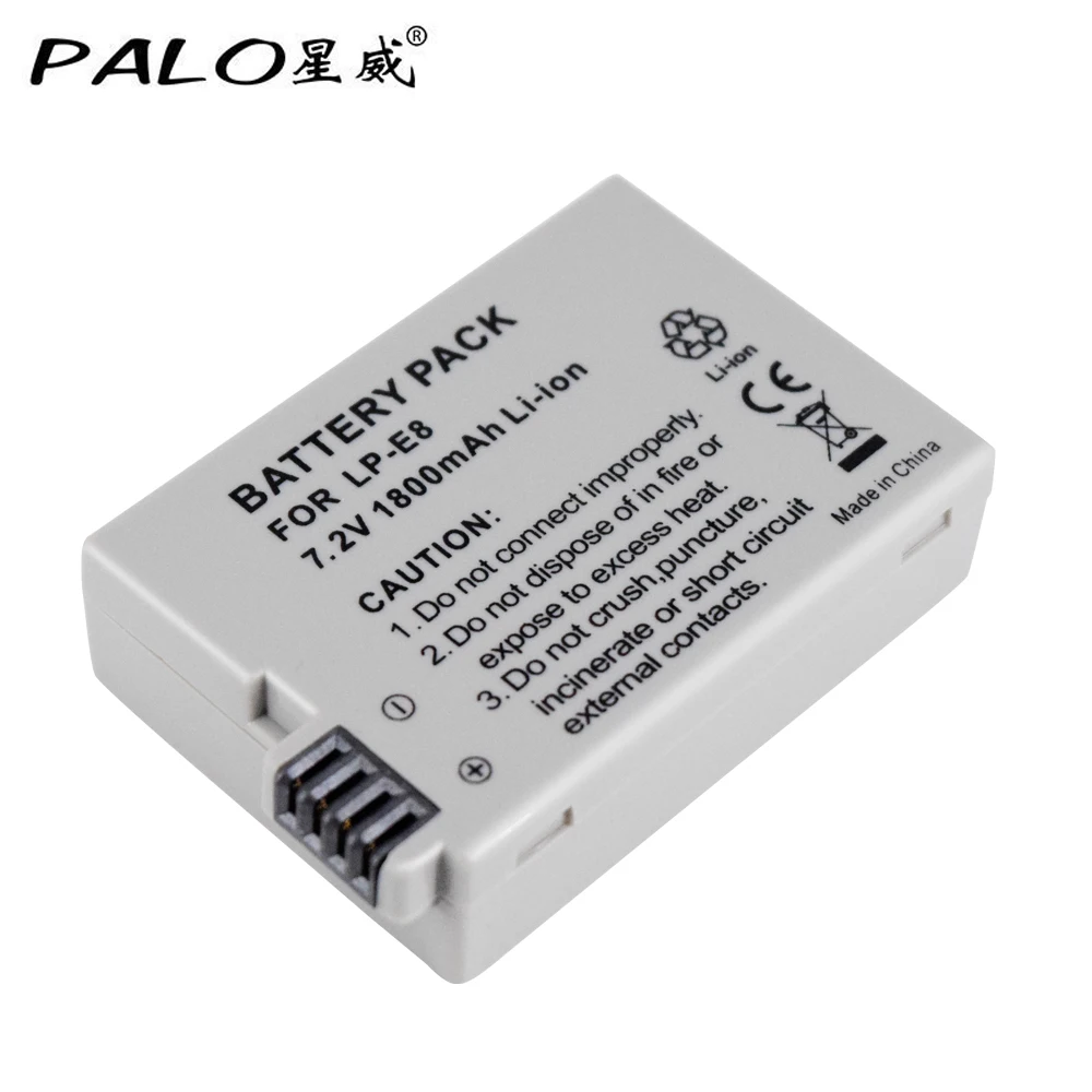 PALO 2 шт. LP-E8 LP E8 LPE8 1800 мАч камера Батарея+ светодиодный двойной Зарядное устройство для цифровой однообъективной зеркальной камеры Canon EOS 550D 600D 650D 700D Rebel T2i T3i T4i T5i