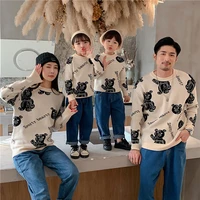 vigarelyan 2021 new designed cartoon knitting sweater fashion family matchy children clothes autumn parent kid pullover tops new