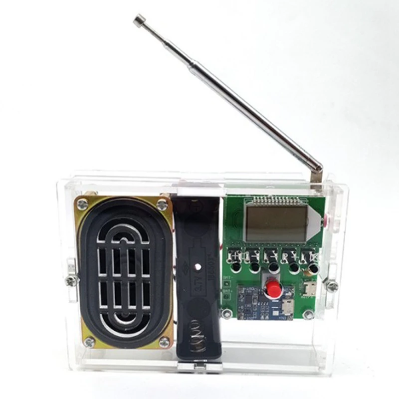 DIY Kit FM Radio Module Adjustable 76-108Mhz Wireless Receiver LCD Display DC 3.7V 5W 8Ohm Speaker Digital | Электроника