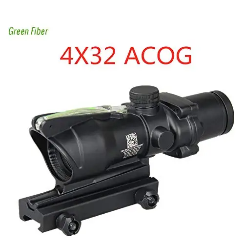 Охотничий прицел 4X32 ACOG настоящее зеленое волокно с подсветкой перекрестный BDC