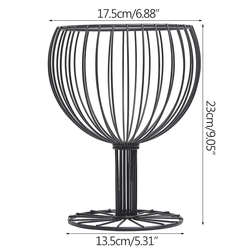 

Fruit Basket Snack Storage Rack Wrought Iron Wine Cup-Shaped Fruit Basket Simple Geometric Hollow Storage Organizer