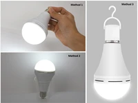 emergency rechargeable led light bulb 9w 12w portable lamp hook smart flashlight water on e27 when power failure