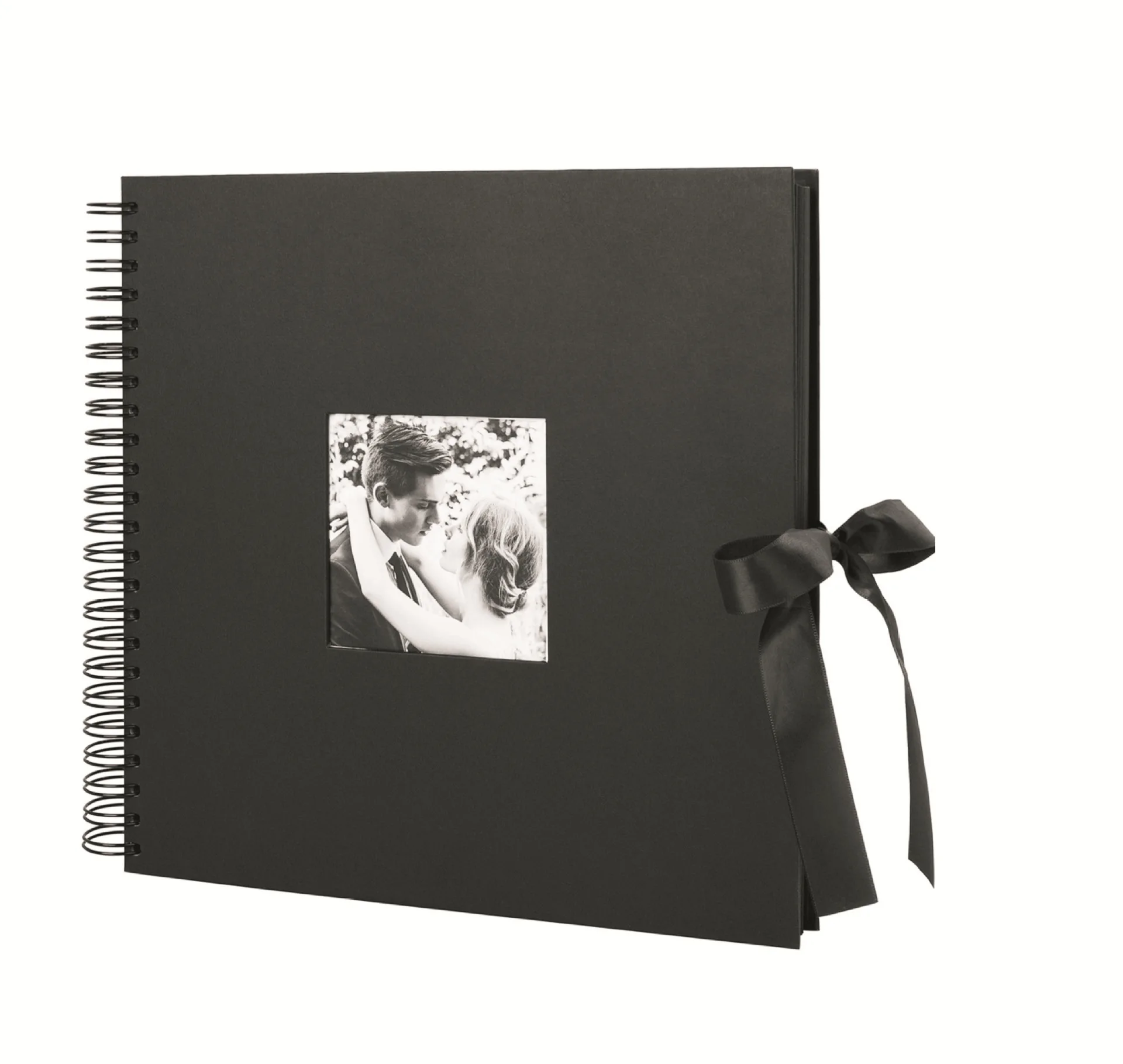 

Factory direct handmade black photo album window coil bow ribbon photo album 10 inch diy photo album