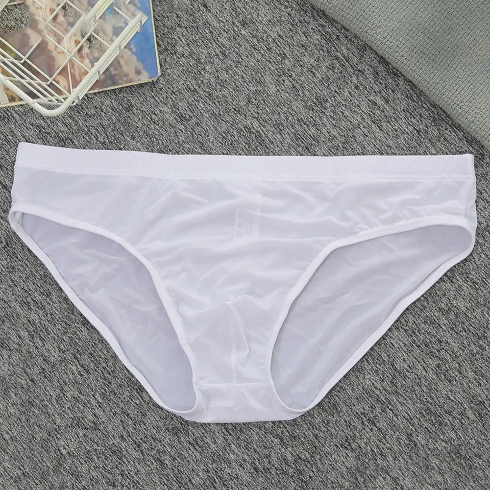 

Men Briefs Sexy Ultra Soft Ice Silk G-String Thongs Low Rise T-Back Underwear Comfy Transparent Jockstrap String Homme Slip