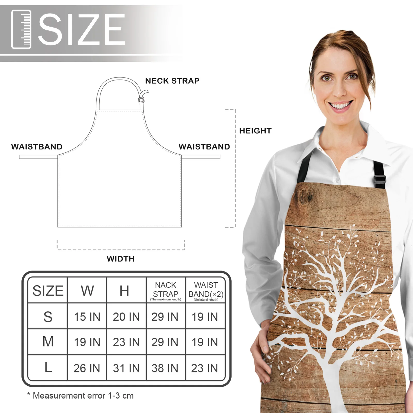 

Wood Plank Texture Tree Printed Kitchen Cooking Baking Aprons Canvas Sleeveless For Women Man Kids Home Delantal Cocina