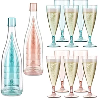 camping plastic wine glasses set portable champagne glasses with storage bottle bar accessories picnic party cocktail glass cup