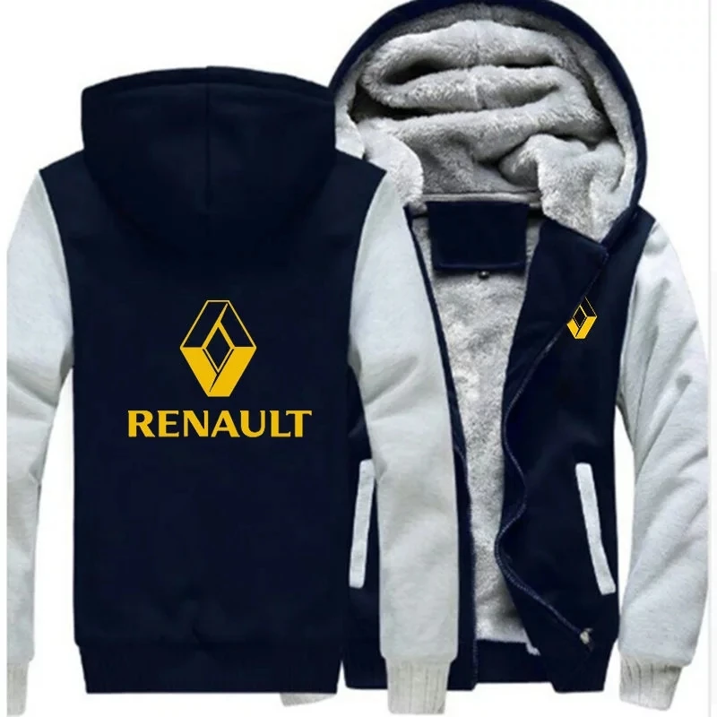 

Winter men Renault Hoodies Mens Zipper Coat Fleece Thicken Man Sweatshirt Pullover Sweatshirts
