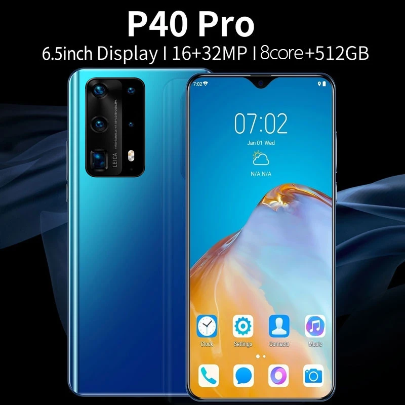 

Galxy P40 Pro 6.5 Inch 8 Core 512GB Smart Phone 16+32MP Andriod Phone Finger Face ID Mobile Phone Dual SIM And Camera Snapdragon